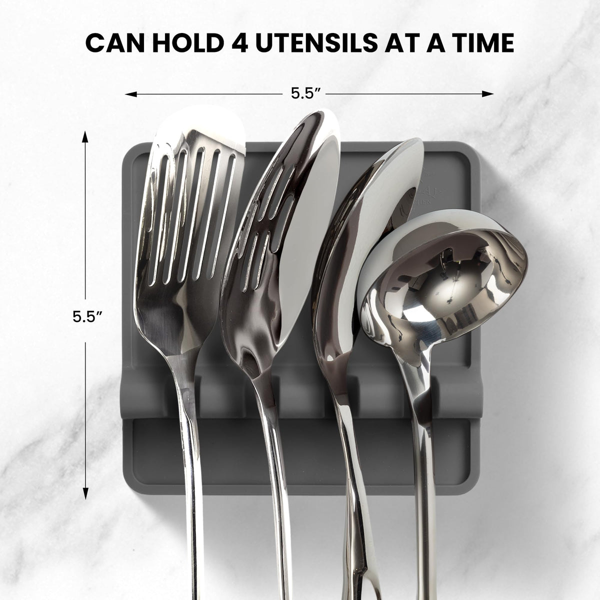 Zulay Kitchen Sillicone Spoon Rest for Stove Top, Kitchen Gadgets, Gray