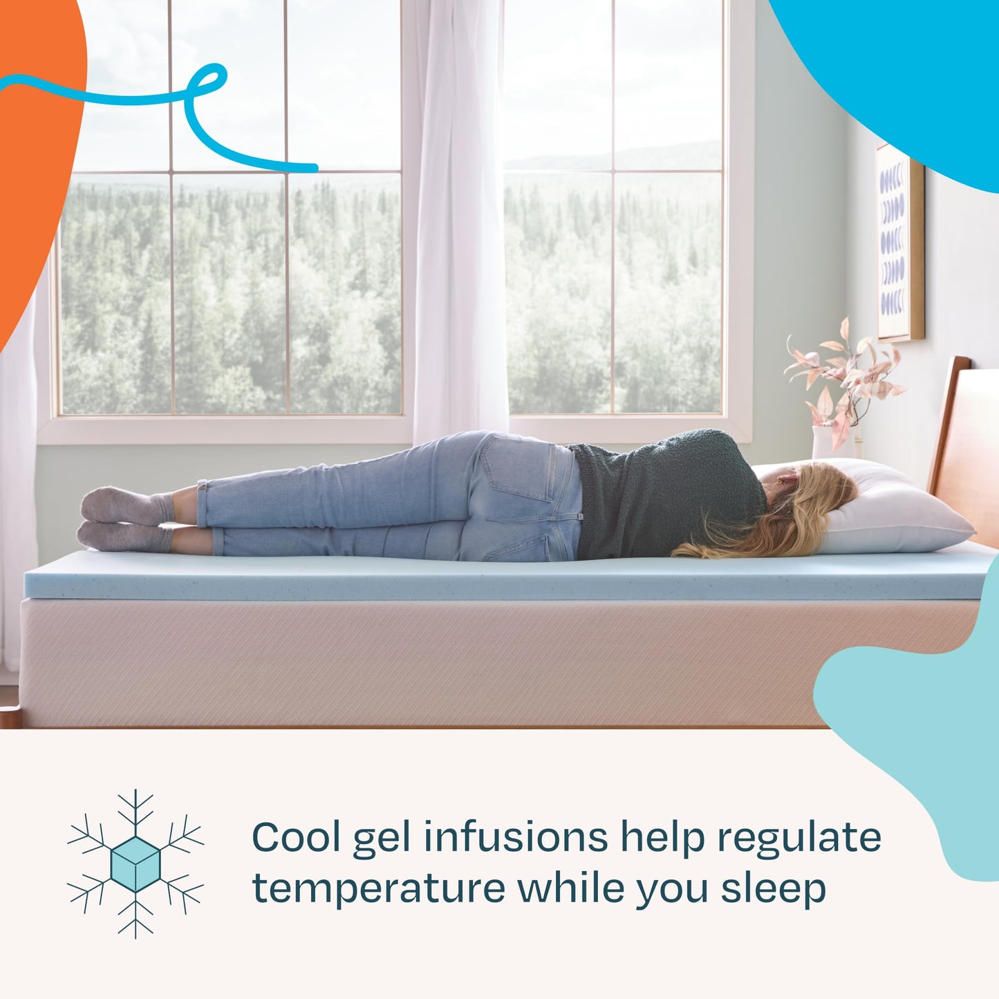 Linenspa Memory Foam Mattress Topper, Twin XL Size - 2 Inch Gel Infused Memory Foam - Plush Feel - Cooling and Pressure Relieving - CertiPUR Certified - Dorm Room Essentials