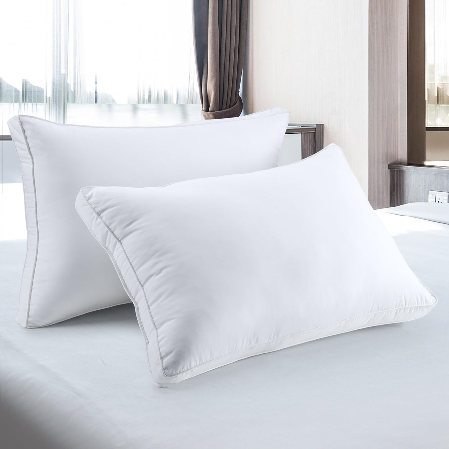 Utopia Bedding Gusset Bed Pillow, Hotel Pillows Queen Size Set of 2, White
