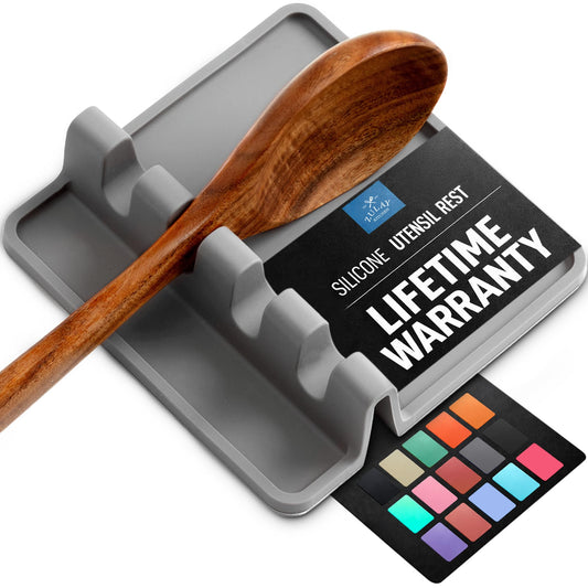 Zulay Kitchen Sillicone Spoon Rest for Stove Top, Kitchen Gadgets, Gray