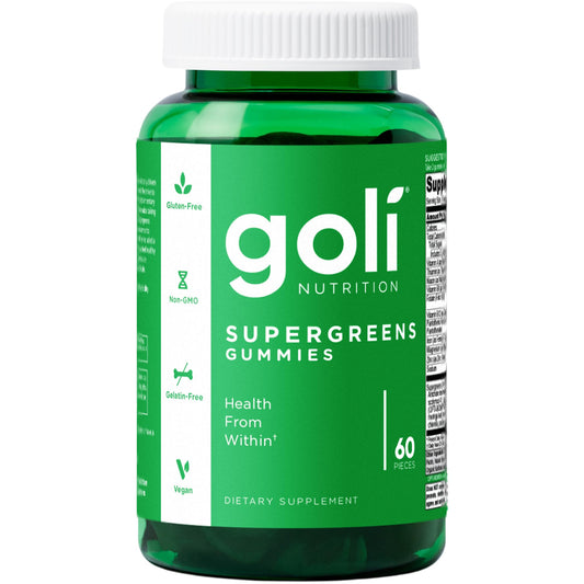 Goli SuperGreen Vitamin Gummy - 60 Count - Essential Vitamins and Minerals - Plant-Based, Vegan, Gluten-Free & Gelatin Free - Health from Within, Pack of 1