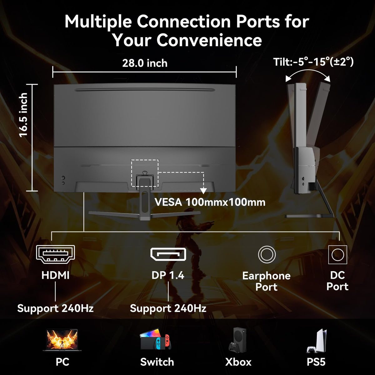 SANSUI 32 Inch Curved 240Hz Gaming Monitor High Refresh Rate, FHD 1080P
