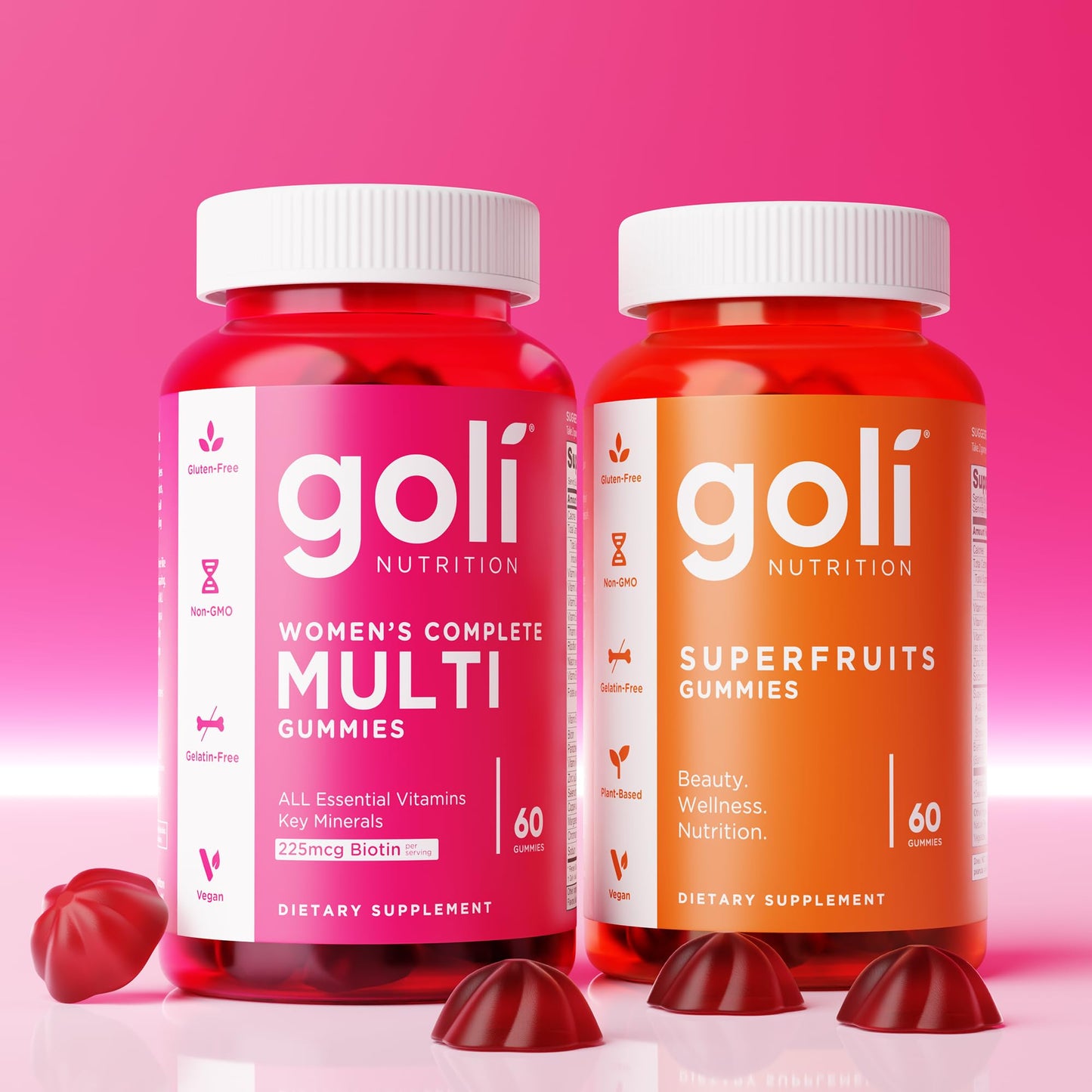Goli Superfruits Beauty Gummies with Bamboo Silica - Vitamins A, C, E, Zinc - Collagen Support with Superfruit Blend - Vegan, Non-GMO, Gluten-Free