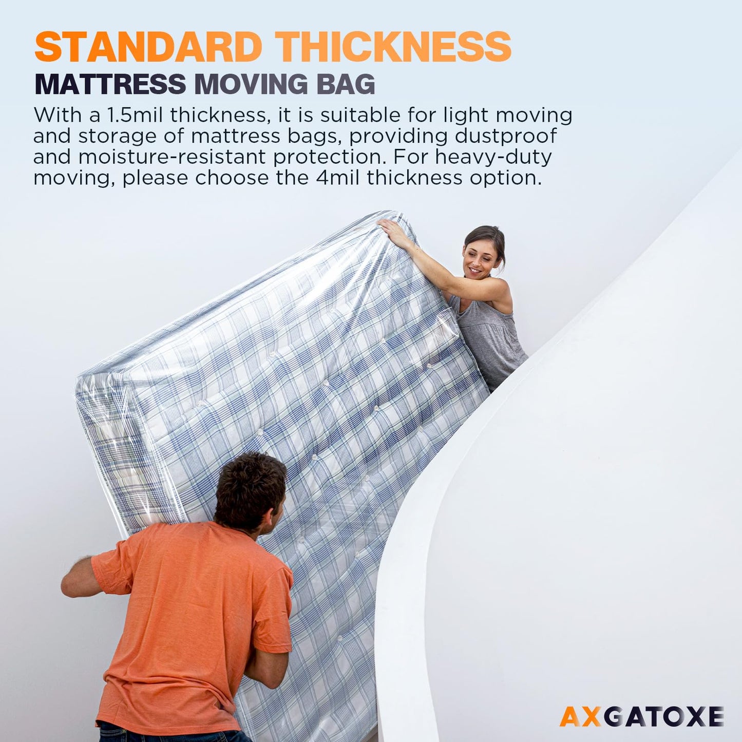 Axgatoxe Plastic Mattress Bag for Moving Storage, Queen Size (1.5MIL)