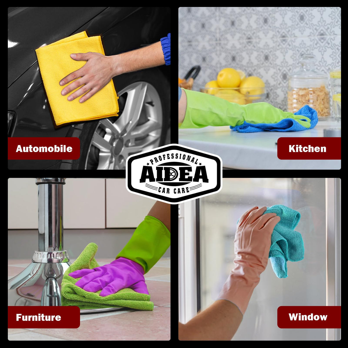 AIDEA Microfiber Cleaning Cloth 20PK, Microfiber Towels for Cars 12"×12"
