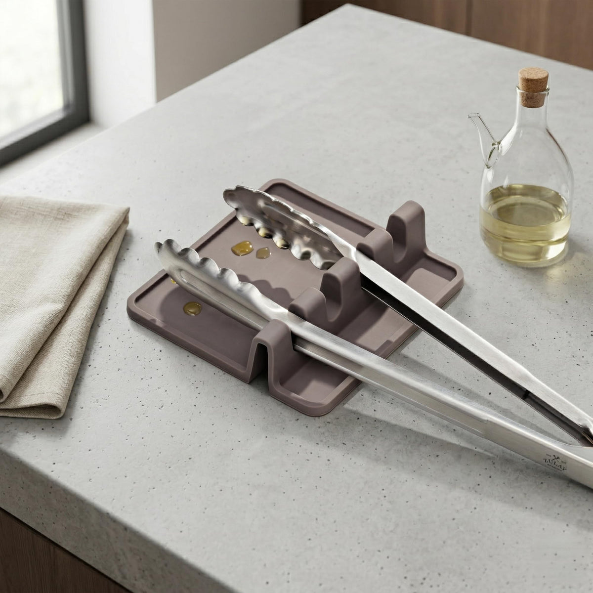 Zulay Kitchen Sillicone Spoon Rest for Stove Top, Kitchen Gadgets, Gray