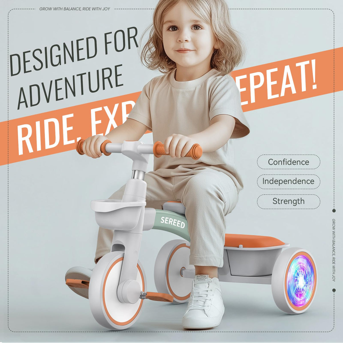 SEREED Colorful Lighting Kid Tricycle Gift Toy for Ages 2-5 Boys Girls