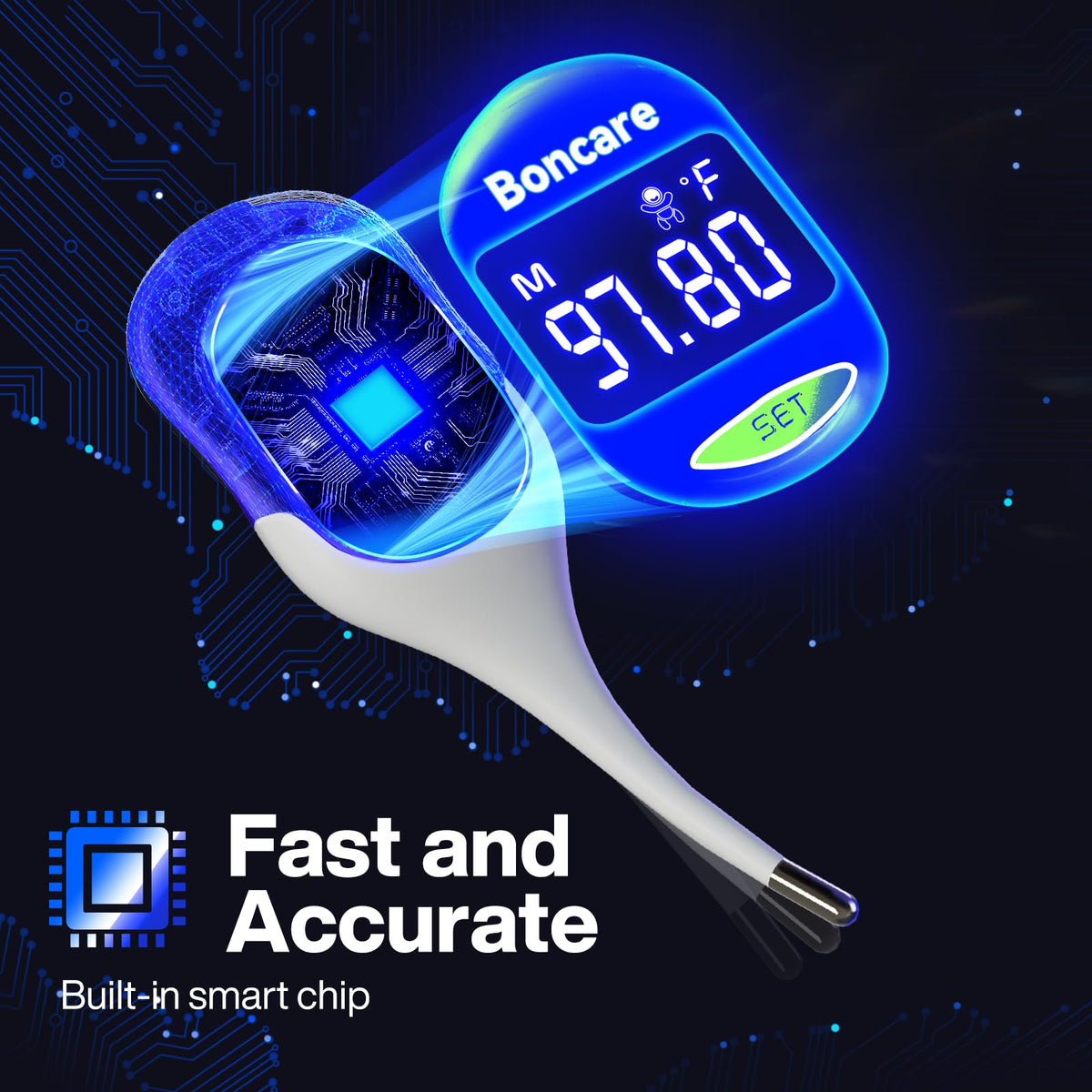 Boncare 9 Seconds Basal Body Thermometer for Ovulation (Rice-White)