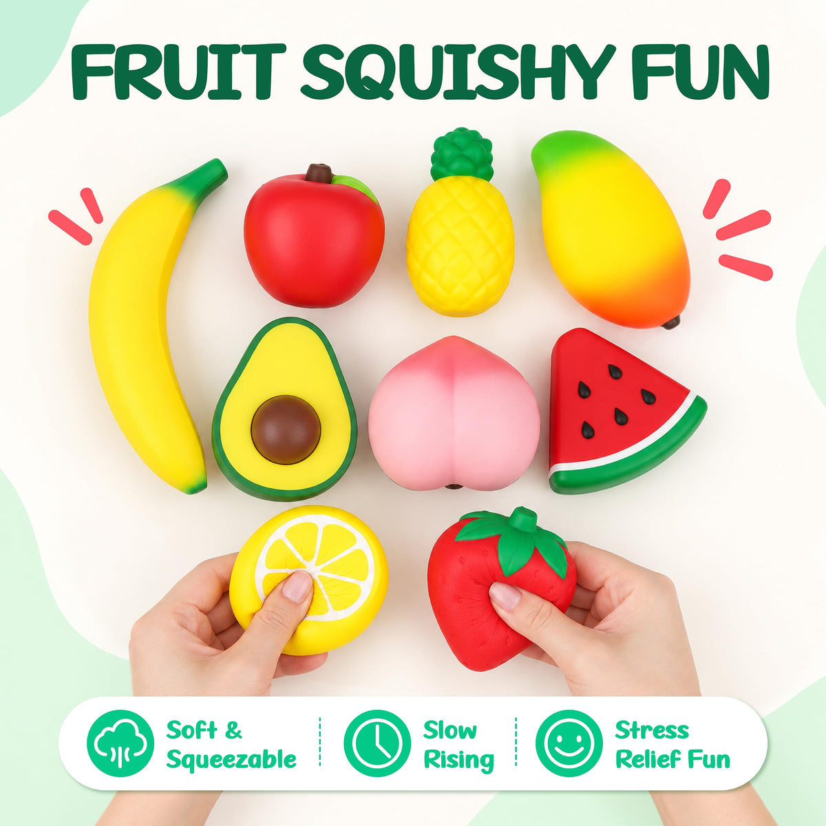 Recheel 9 Pack Slow Rising Squishy Toys, Soft Fruit Foam Squishies Set