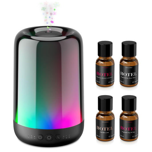 Airversa RDG Waterless Oil Diffuser with Rainbow Light, Black Starter Kit