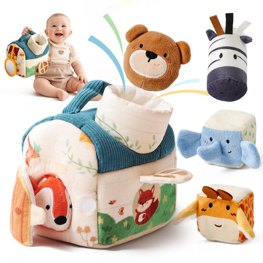 Baby Sensory Toys 6-12 Months Soft Rattle Plush Barn Animal Baby Boy Gifts