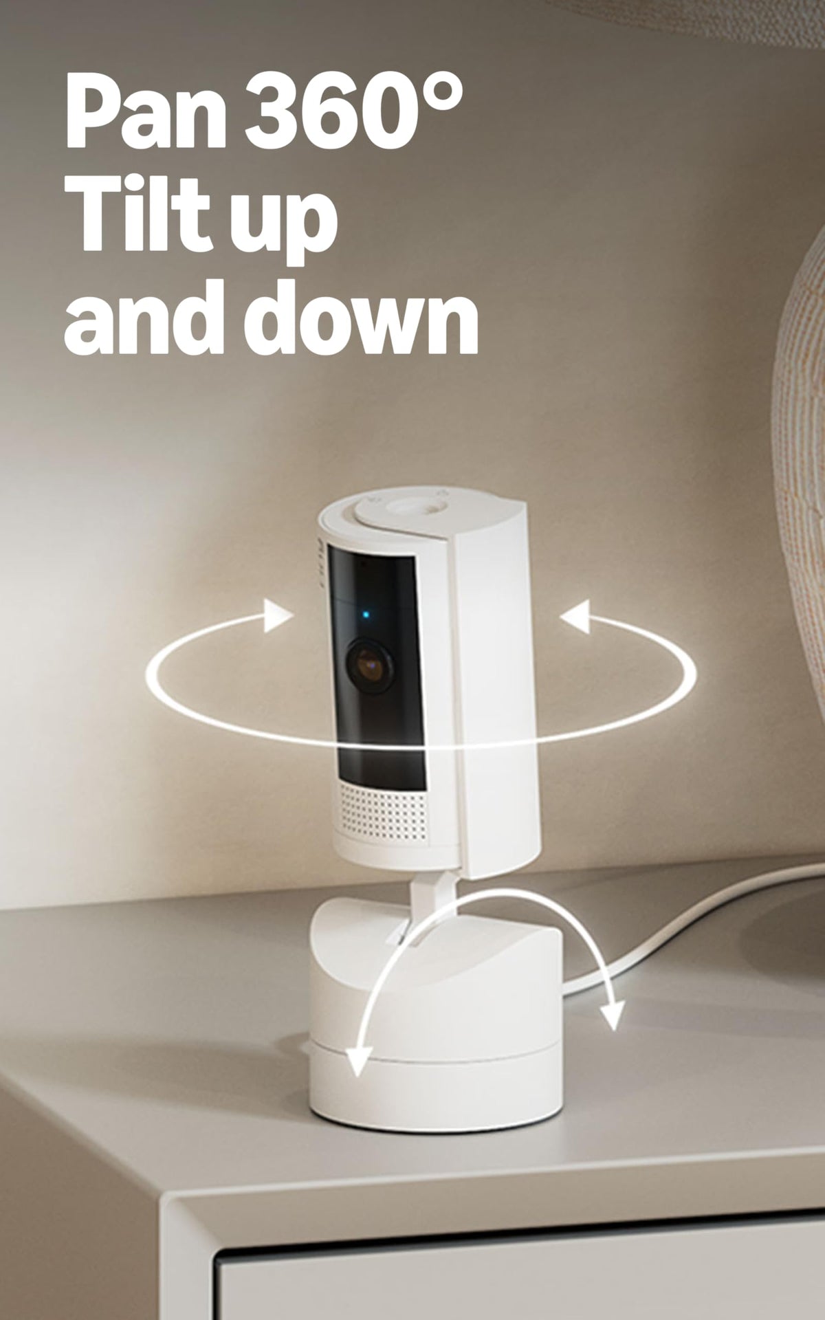 Ring Pan-Tilt Indoor Cam (newest model) — See all around your home or business with 360° pan coverage, HD video, plus Two-Way Talk (2024 release), White