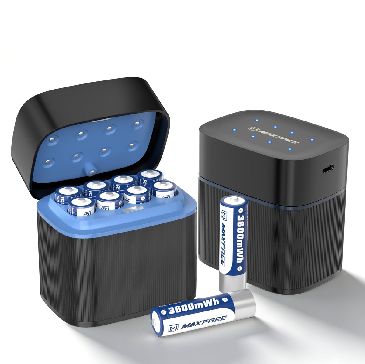 Maxfree Rechargeable AA Batteries Lithium with Charger, 8-Pack 1.5V 3600mWh