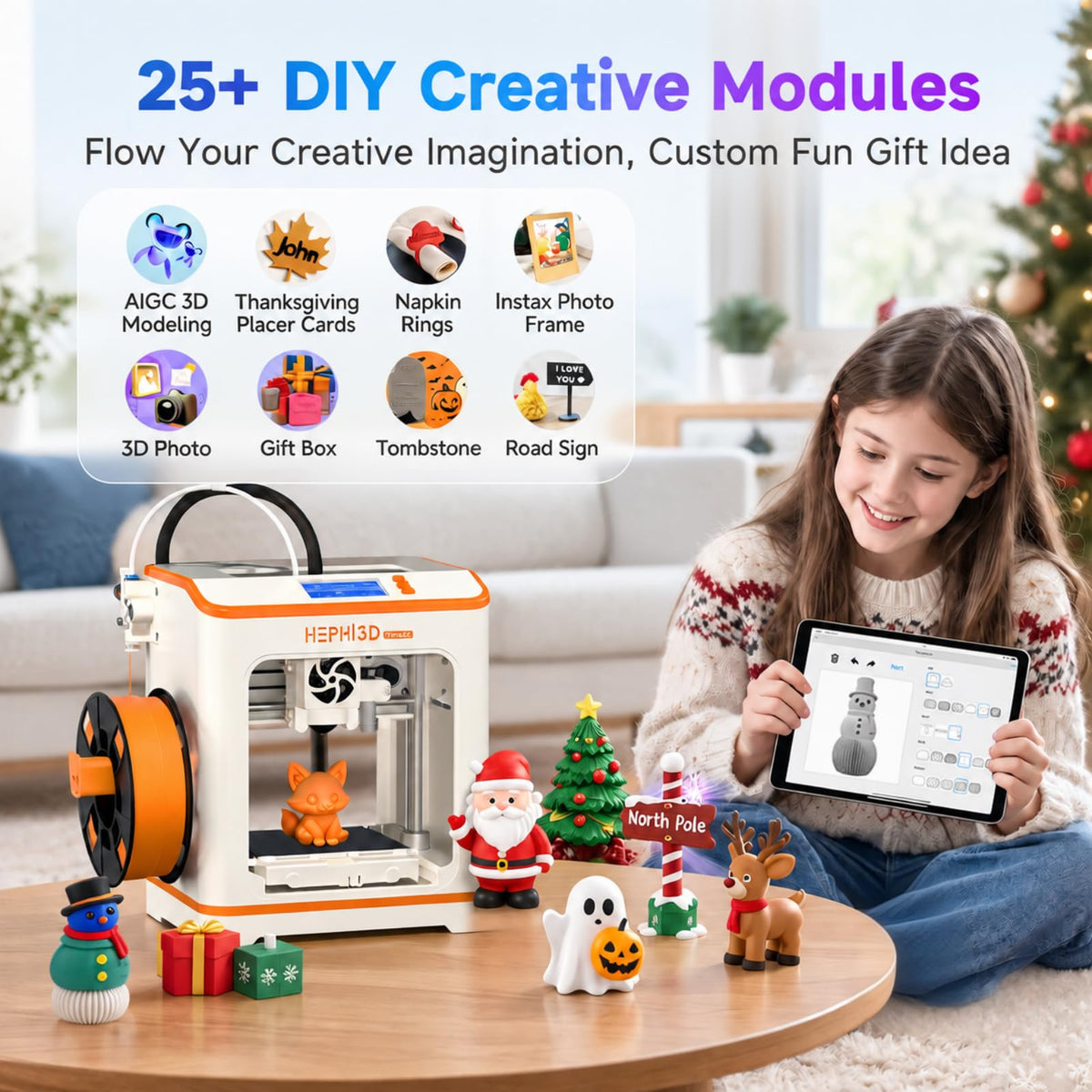 Hephi3d TINA2C 3D Printer for Beginners & Kids with Filament Starter Kit