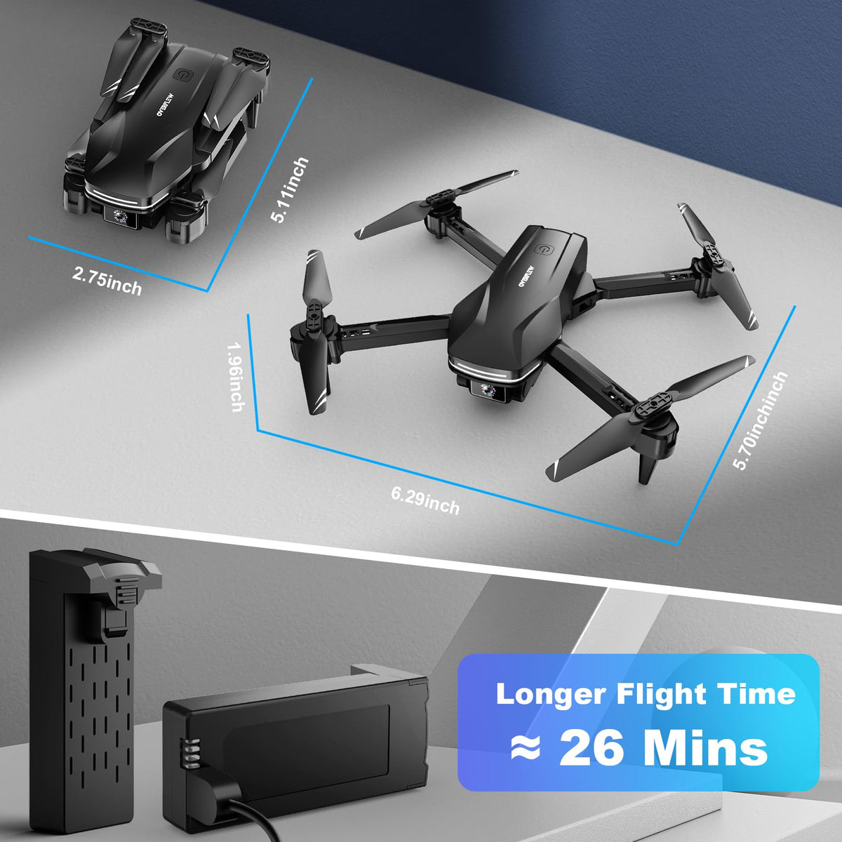 1080P Drones with Camera for Adults, Foldable Drone with 2 Batteries