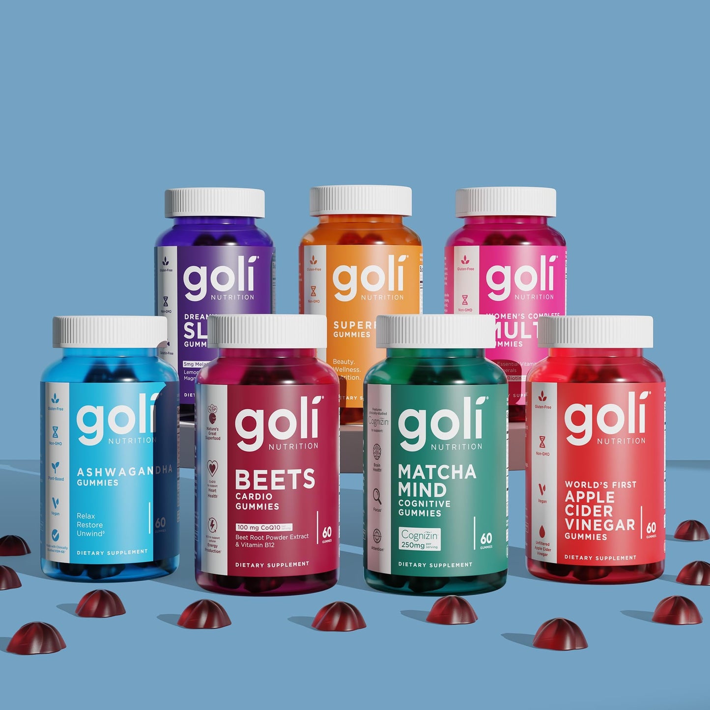 Goli Matcha Mind Cognitive Gummies with Cognizin Citicoline - 250mg Citicoline Plus Matcha Powder - Brain Health and Focus Support - Vegan, Non-GMO, Gluten-Free