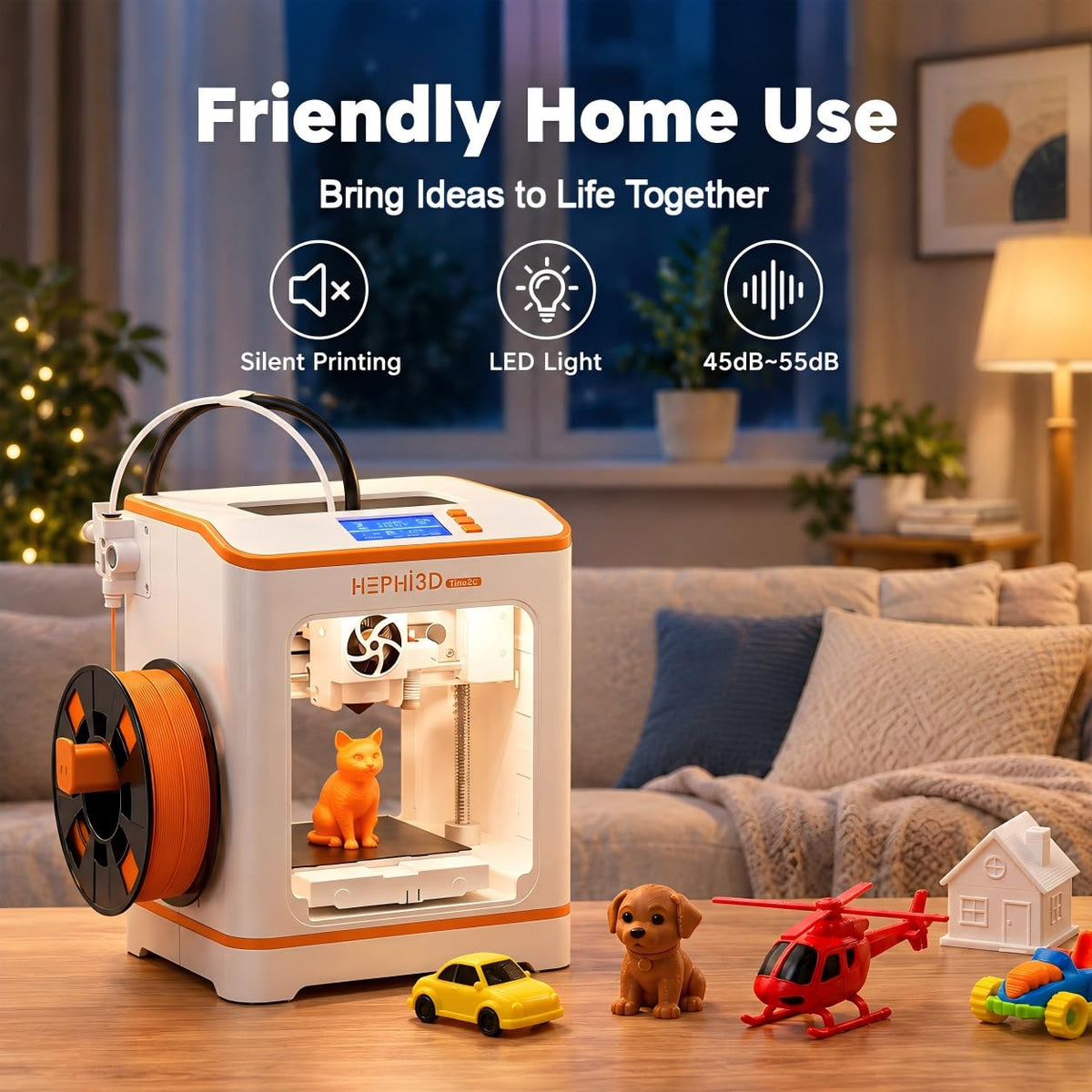 Hephi3d TINA2C 3D Printer Beginner Friendly, Easy-Ready to Print in 5 Mins