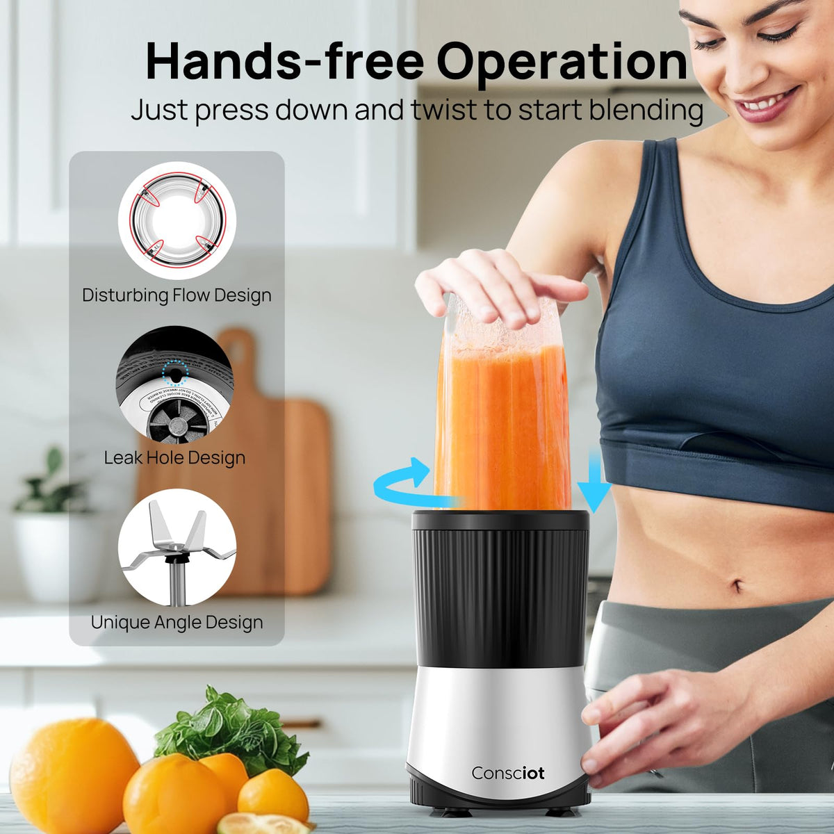 Consciot 11-Piece Blender for Kitchen and Personal Size, 900 Peak Watts
