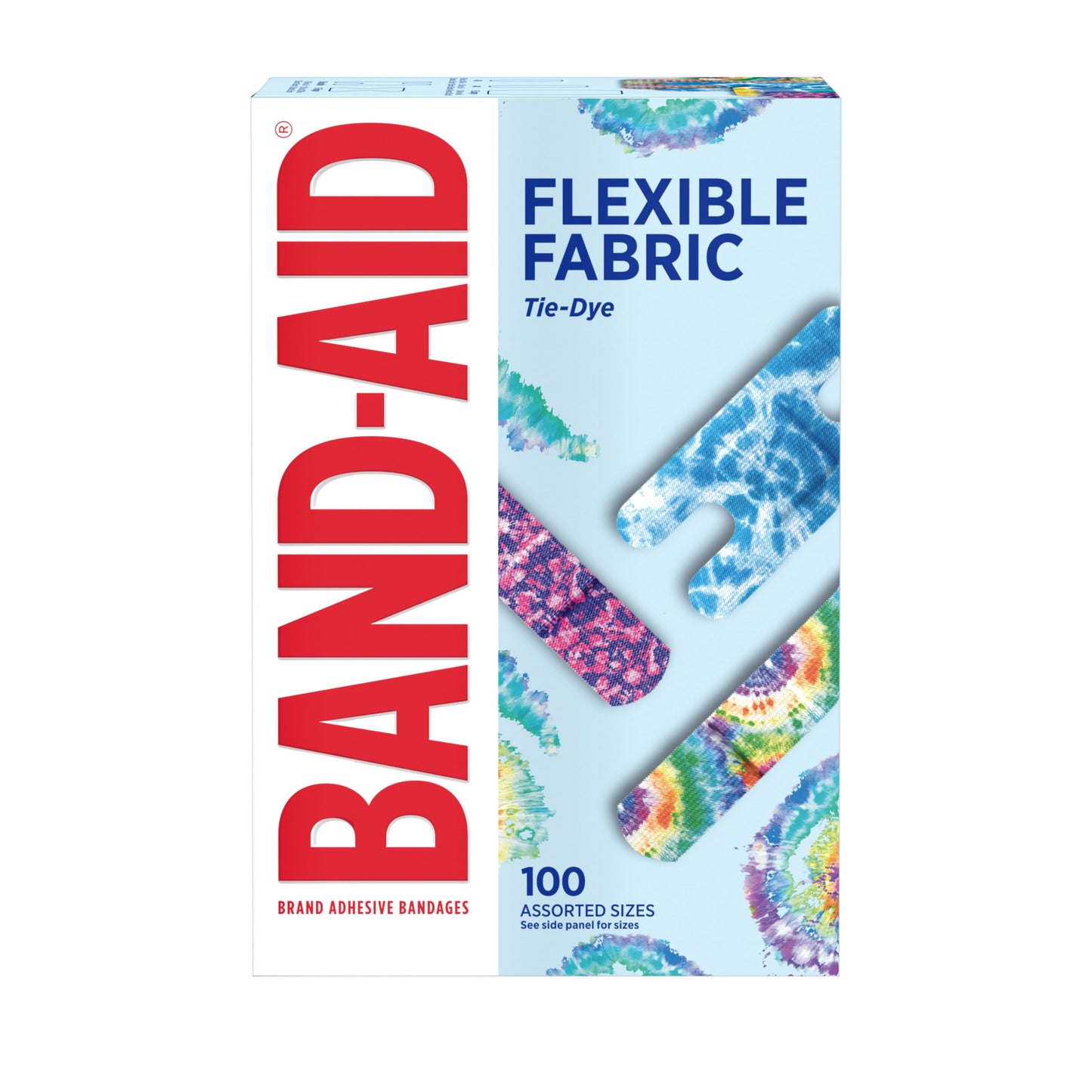 BAND-AID Brand Flexible Fabric Adhesive Bandages, Tie-Dye Designs, 100 Ct
