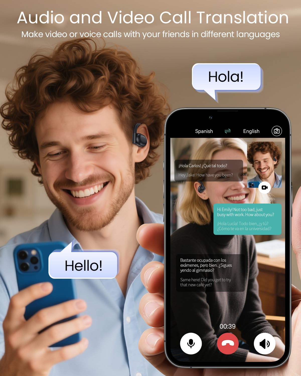 AI Translation Earbuds Real Time 164 Languages 80H Playtime Translator Ear Buds Audifonos Traductores Inglés Español Wireless Earphones Bluetooth AI Headphone for Travel Meeting Learning K08