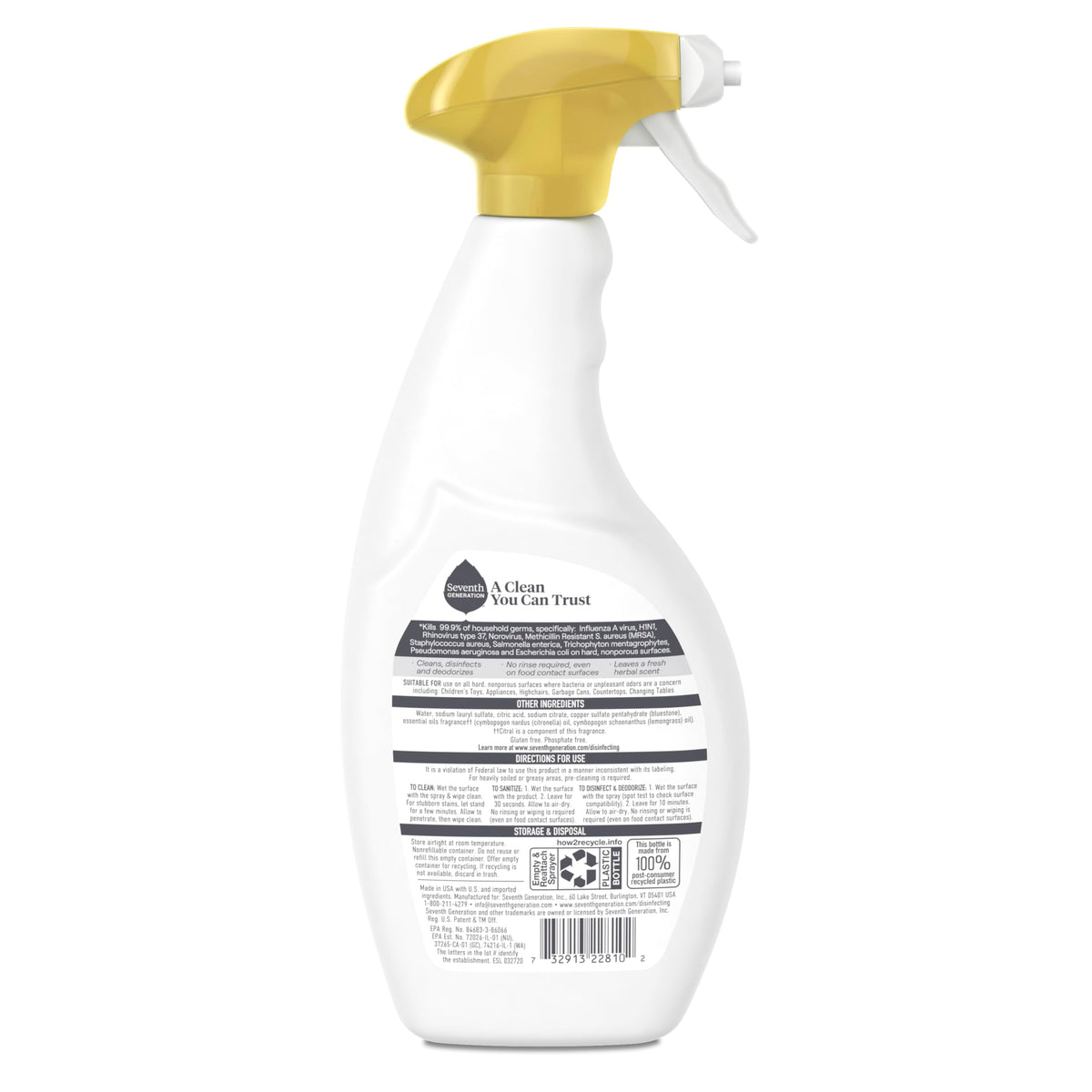 Seventh Generation Disinfecting Multi-Surface Cleaner, 26 oz, 4-Pack