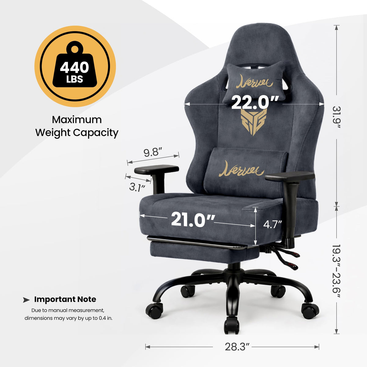 Video Gaming Chair for Adults with Footrest, Ergonomic Computer Chair, Gray