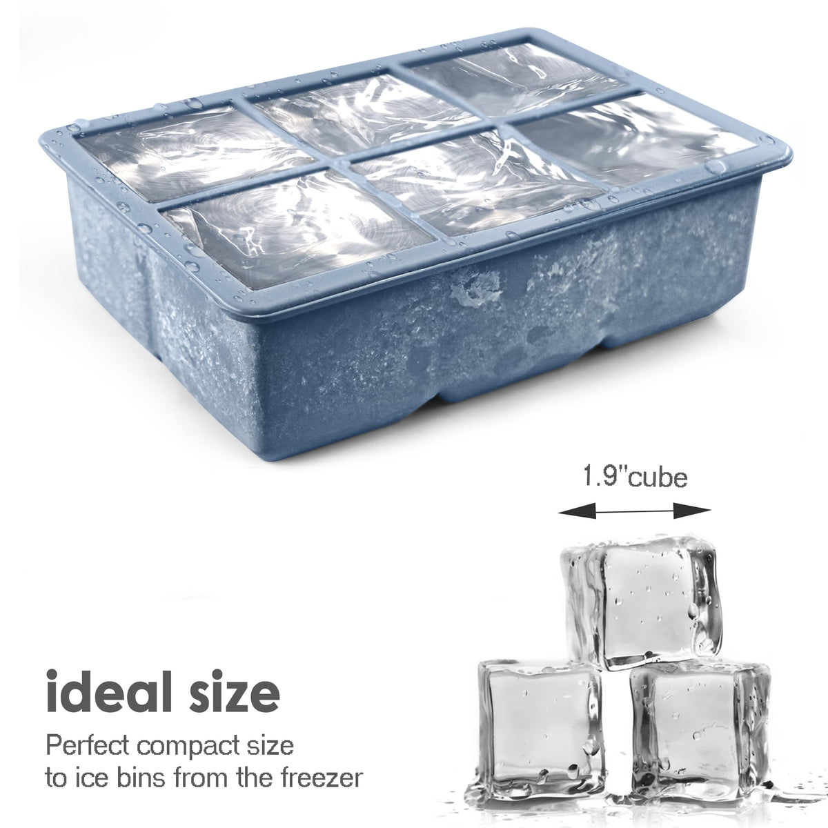 Excnorm Silicone Ice Cube Trays, 3‑Pack Large Square Molds with Lid