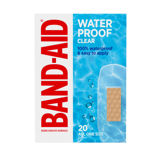 BAND-AID Brand Clear Waterproof Adhesive Bandages, All One Size, 20 Count