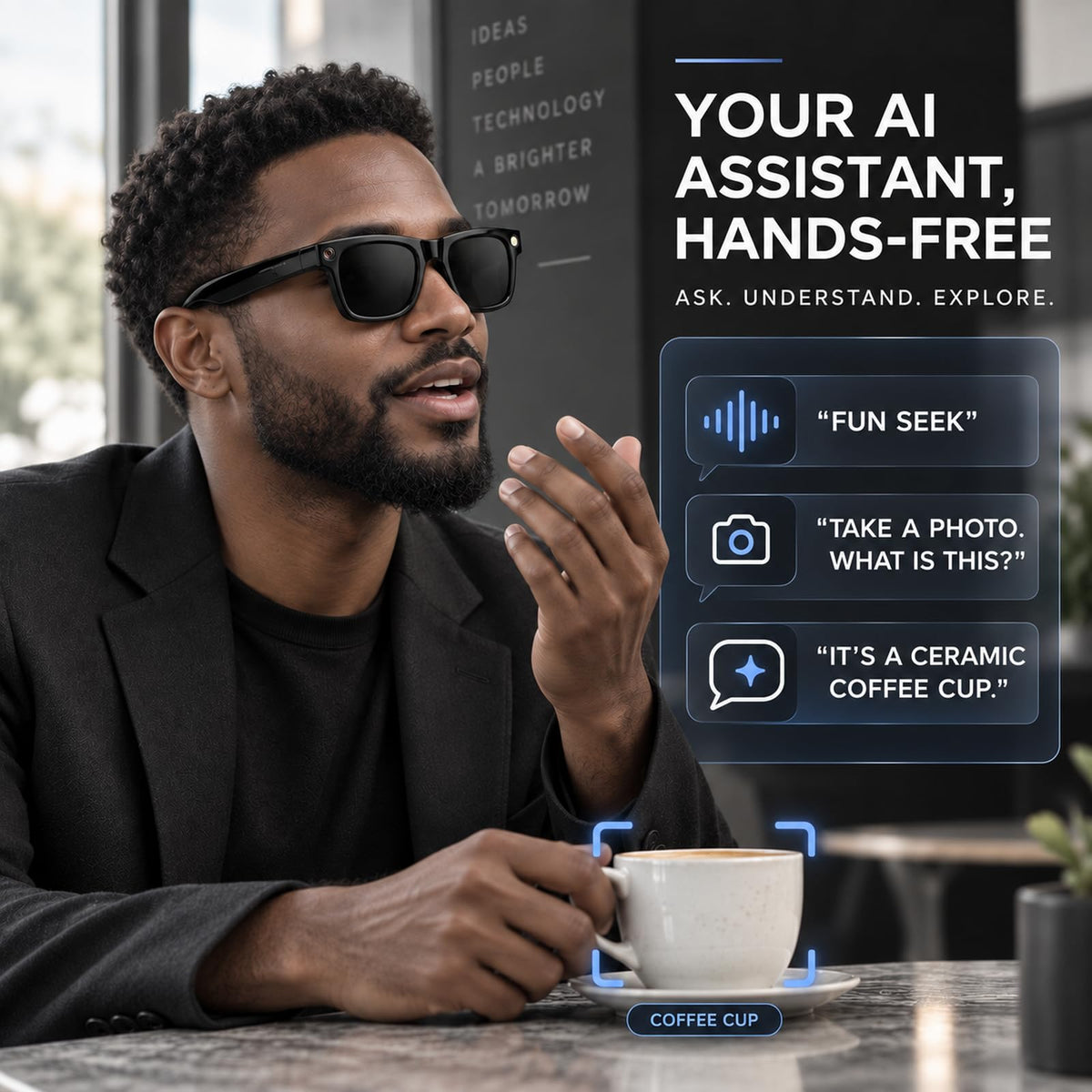 AI Smart Glasses with 8MP Camera, 1080P Video, AI Assistant & Translation