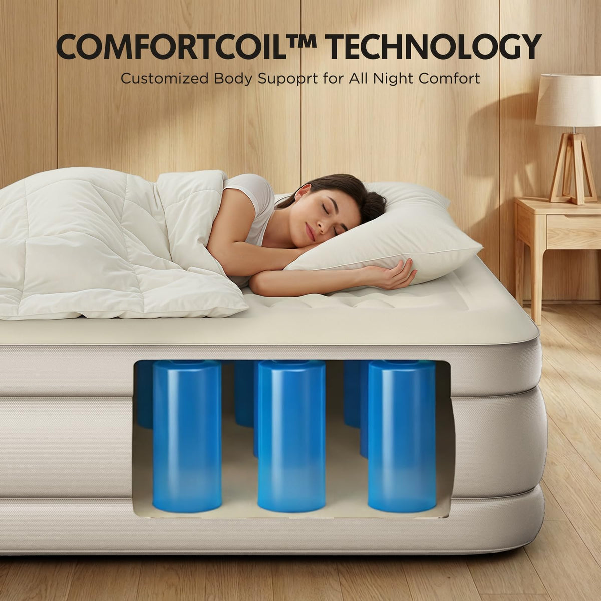 Simpli Comfy 18" Raised Double-High Queen Inflatable Air Mattress, 700lb