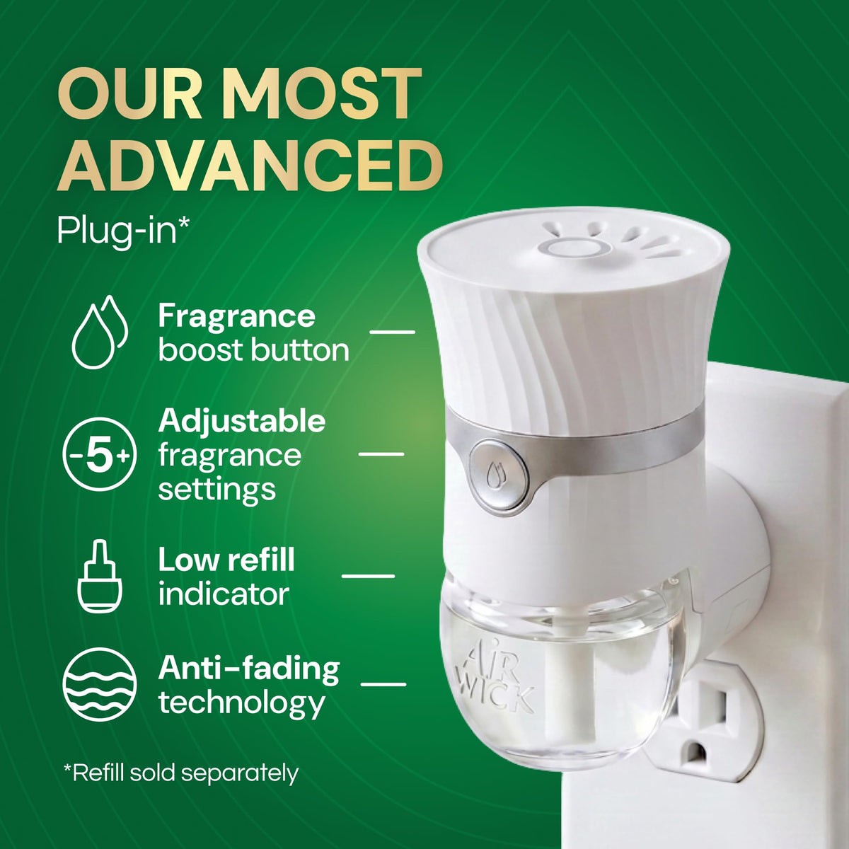 Air Wick Plug in Scented Oil Advanced Gadget, 4 Count, White