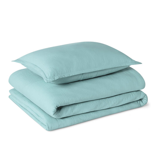 Amazon Basics Brushed Microfiber Comforter Set, Extra Soft with Natural Texture, 2-Piece, Twin/Twin XL, Blue