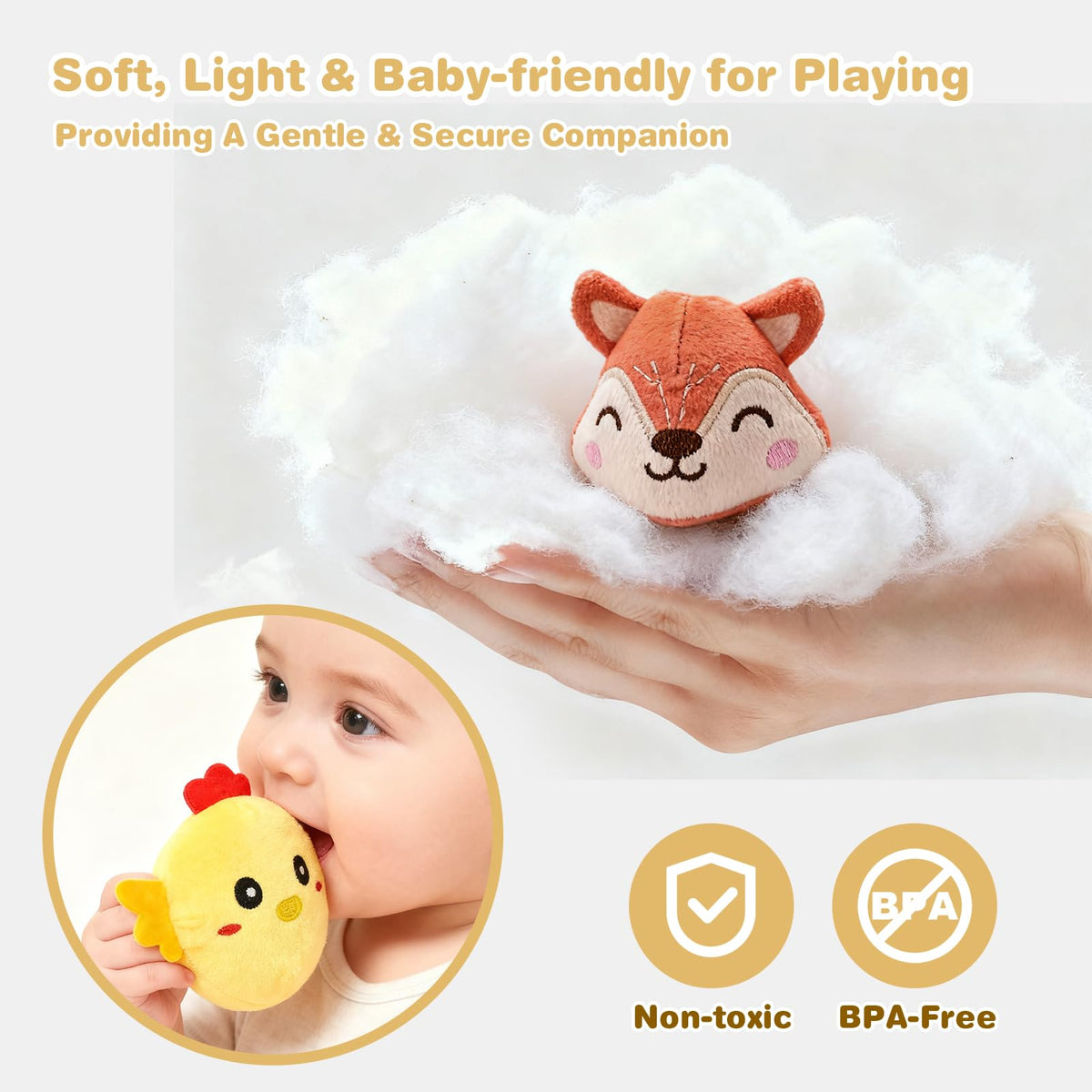 Baby Sensory Toys 6-12 Months Soft Rattle Plush Barn Animal Baby Boy Gifts