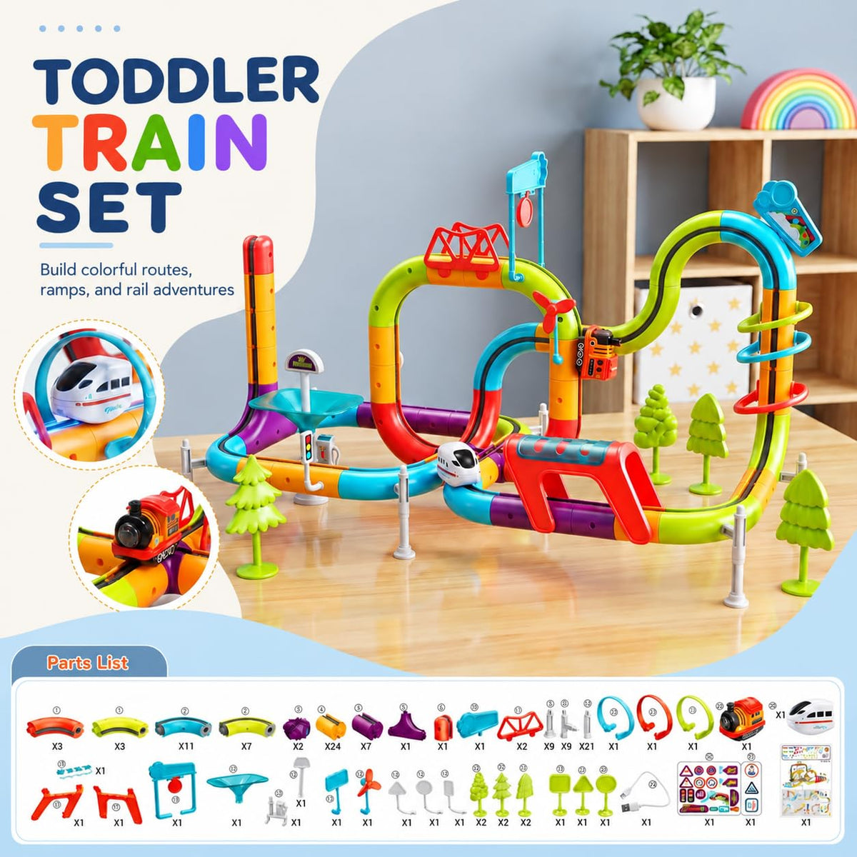 Upgraded Electric Train Set for Kids & Toddlers, Race Track Toy for Ages 3+