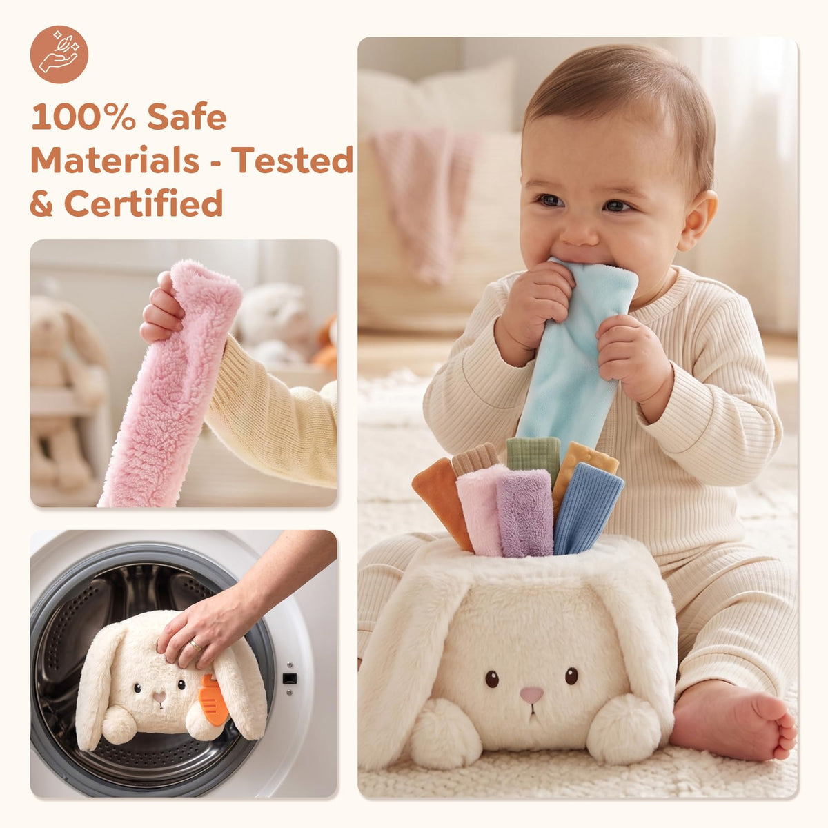 weirtoya Baby Bunny Tissue Box Toy,Baby Toys 6-12 Months