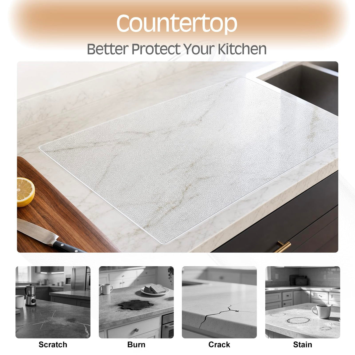 2PCS Clear Silicone Countertop Protector Mat 23.6x15.7 for Kitchen Counter