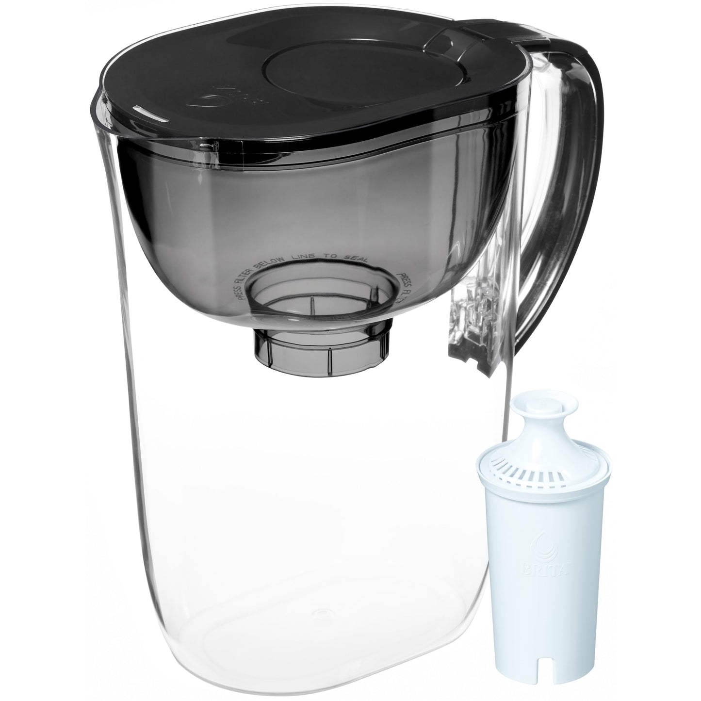 Brita Small 10 Cup Water Filter Pitcher, 1 BritaPlus Filter, Metro, Black
