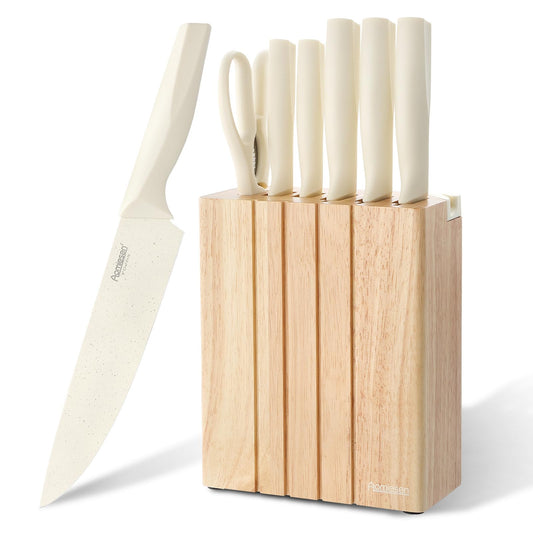 Premium Quality 8-Piece Knife Set with Block, Lightweight and Strong, ﻿ Ergonomic Handles for Home,Dishwasher Safe ﻿