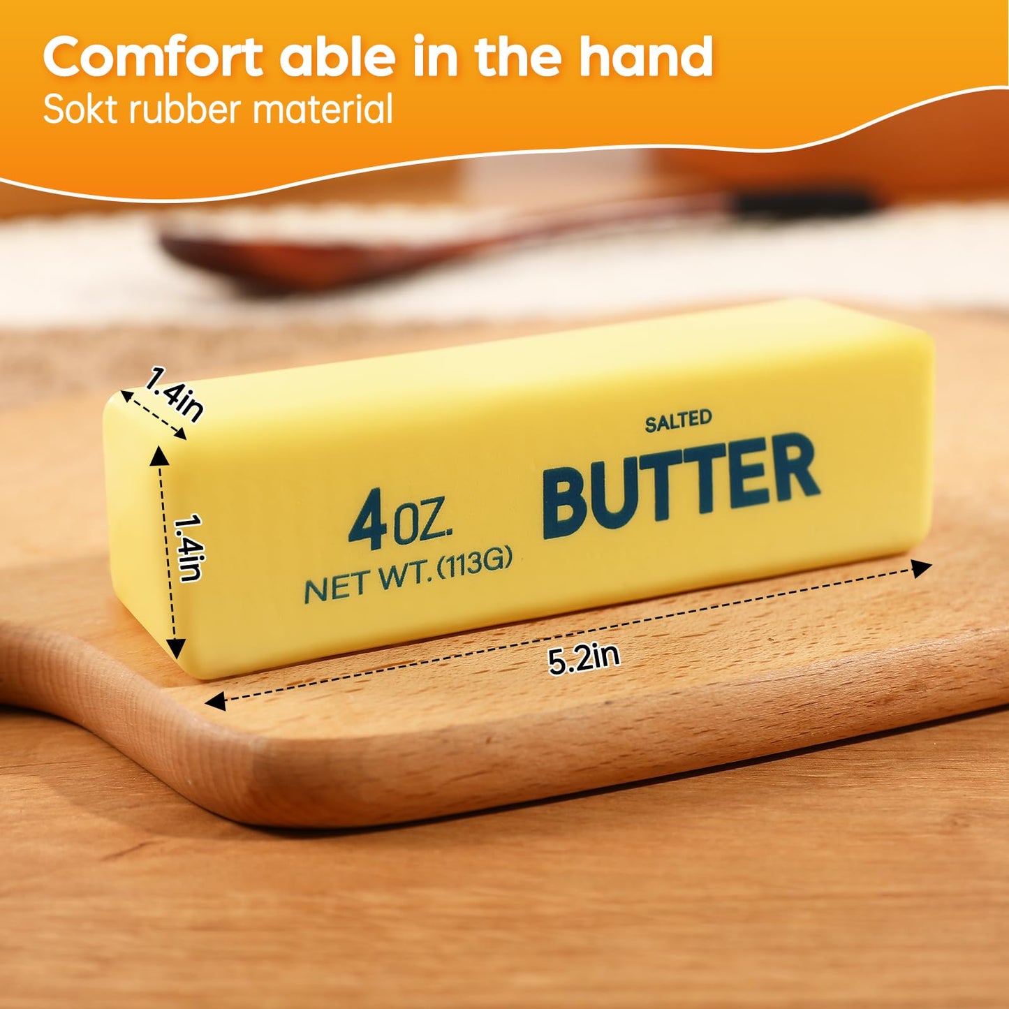 Butter Squishy Fidget Toys Slow Rising Stress Relief Toy - Realistic Butter Stick Squeeze, Soft PU Foam Fidget for Anxiety & Sensory Relief, Cute Desk Decor for Kids, School