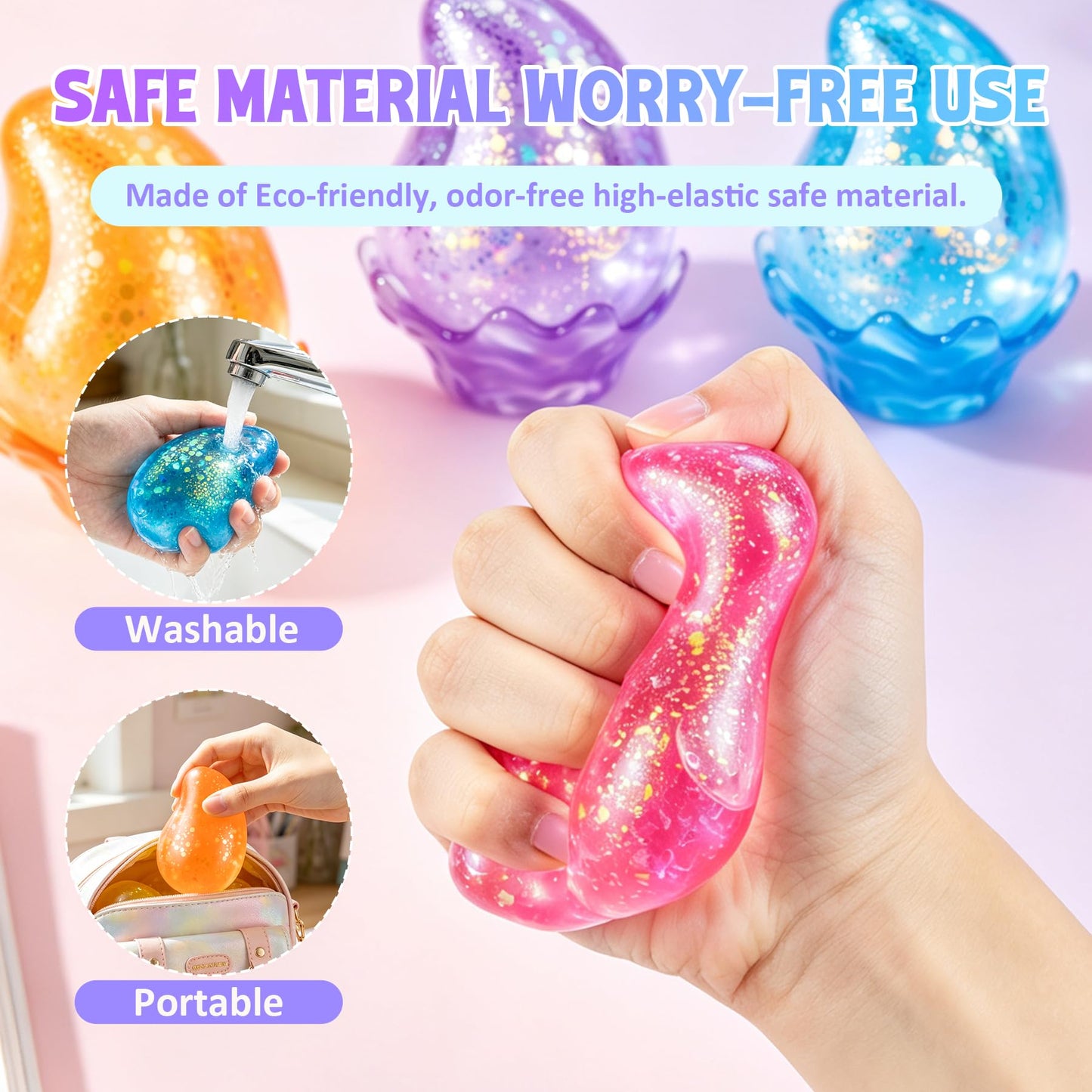 Water Drop Squishy Fidget Toys, Slow Rise Squishy Stress Balls Relief Toy, Squeeze Squishies Toys for Anxiety Relief, Sensory Squeeze Ball for Kids Adults, Office Classroom Party Favors