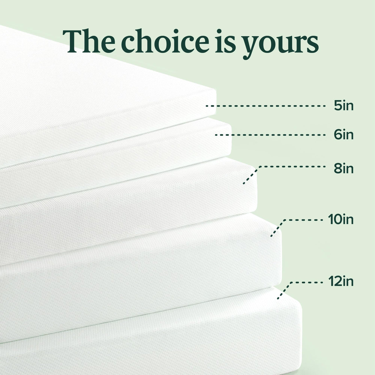 Zinus Memory Foam 12 Inch Green Tea Mattress, King, White