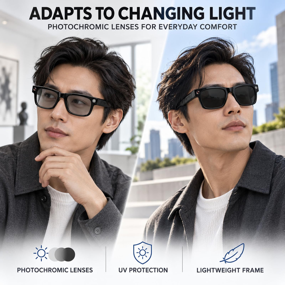 AI Smart Glasses with 8MP Camera, 1080P Video, AI Assistant & Translation