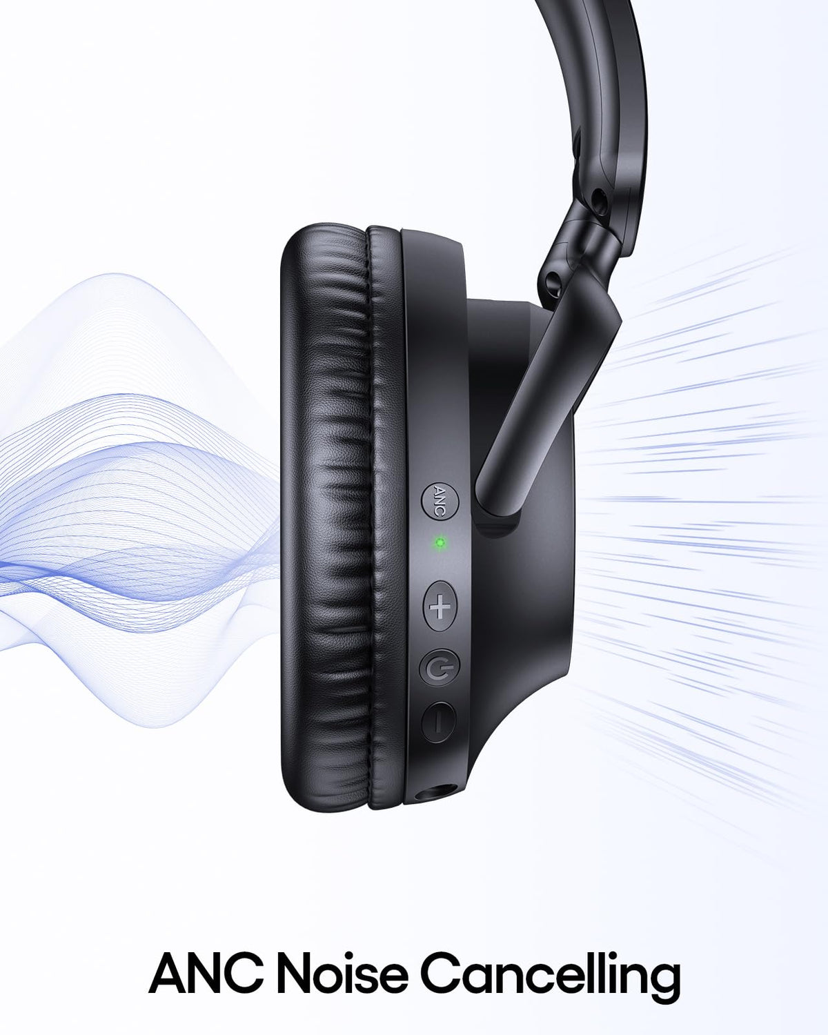 TAGRY Hybrid Active Noise Cancelling Headphones 100H Playtime Wireless Over Ear Bluetooth Headphone with Fast Charging Hi-Res Audio Comfort Earcups Headsets for Travel Home Office Phone PC Black