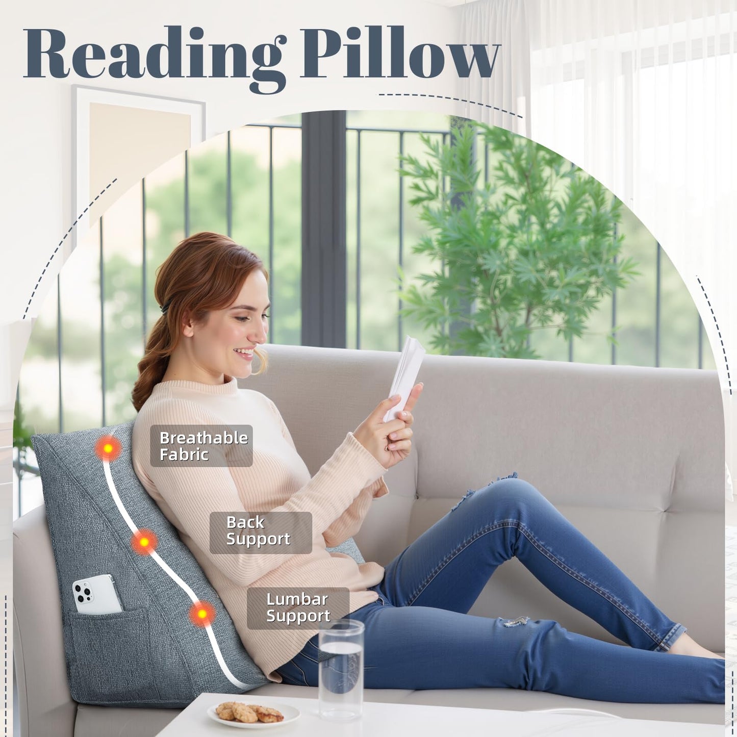 LELEFIDO Wedge Pillow Headboard Reading Pillow for Bed and Sofa