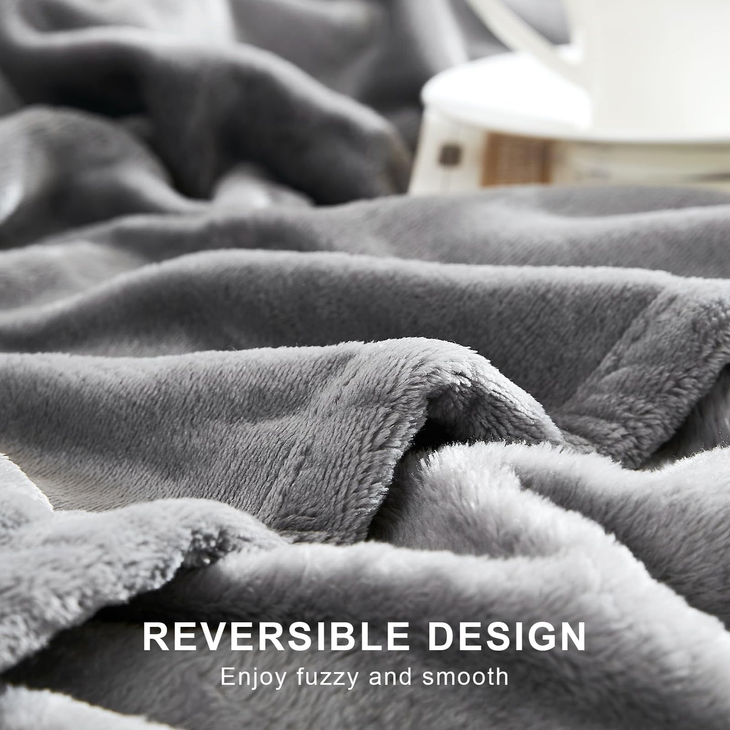 Hansleep Twin Grey Fleece Blanket, Soft Flannel Bed Blanket
