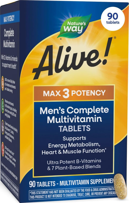 Nature's Way Alive! Men’s Max3 Potency Daily Multivitamin, 90 Tablets