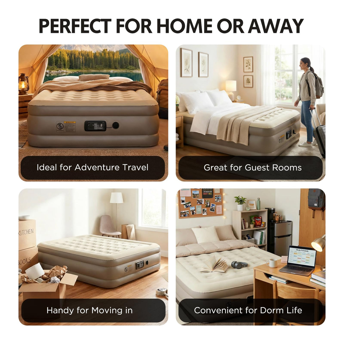 Simpli Comfy 18" Raised Double-High Queen Inflatable Air Mattress, 700lb