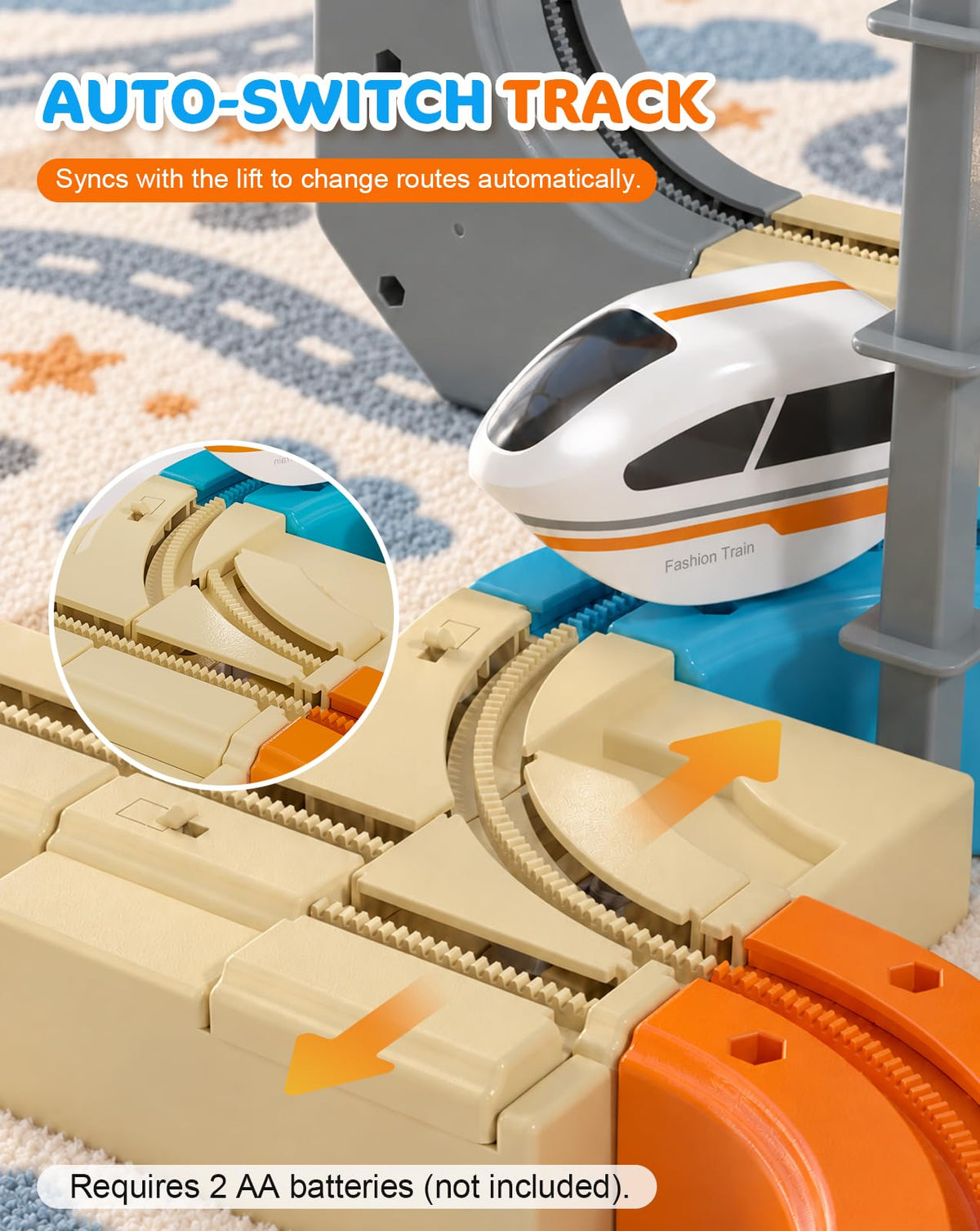 106PCS 3D Electric Train Track Toy Set for Kids with Interactive Elevator