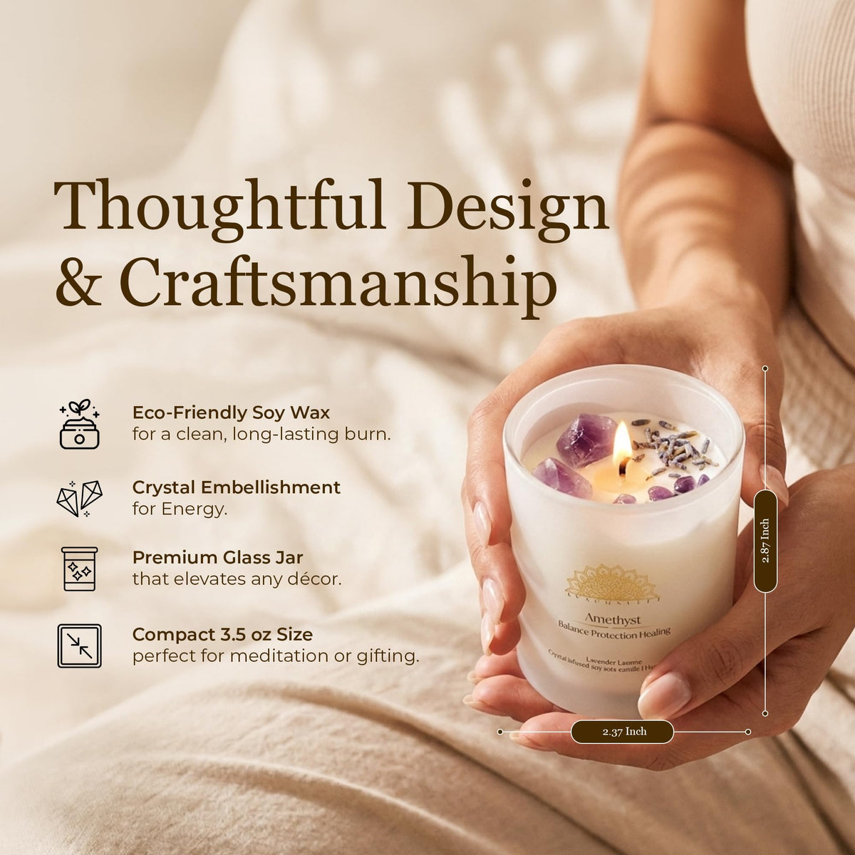 AvaConcept Healing Crystal Candle Gift Set – Set of 3 Amethyst, Amazonite