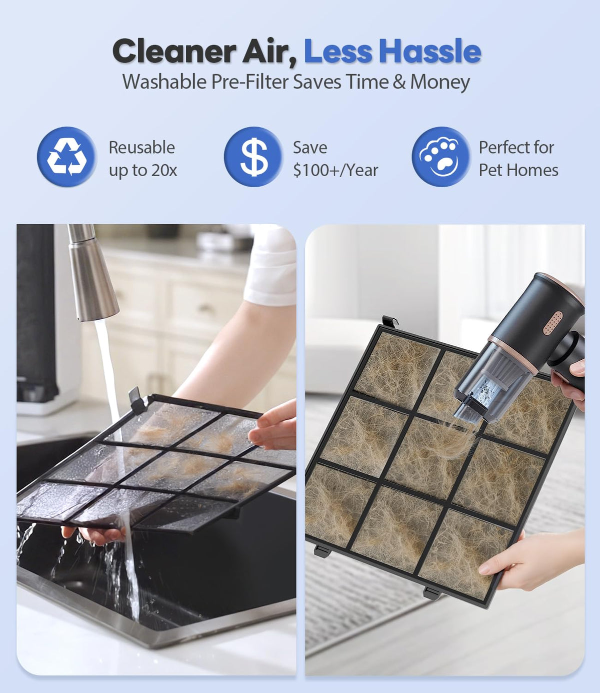Air Purifiers for Home Large Room, Up to 2600Ft² with HEPA Washable Filters